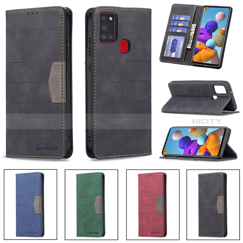 Custodia Portafoglio In Pelle Cover con Supporto B01F per Samsung Galaxy A21s