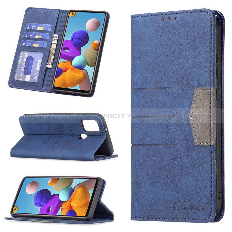 Custodia Portafoglio In Pelle Cover con Supporto B01F per Samsung Galaxy A21s