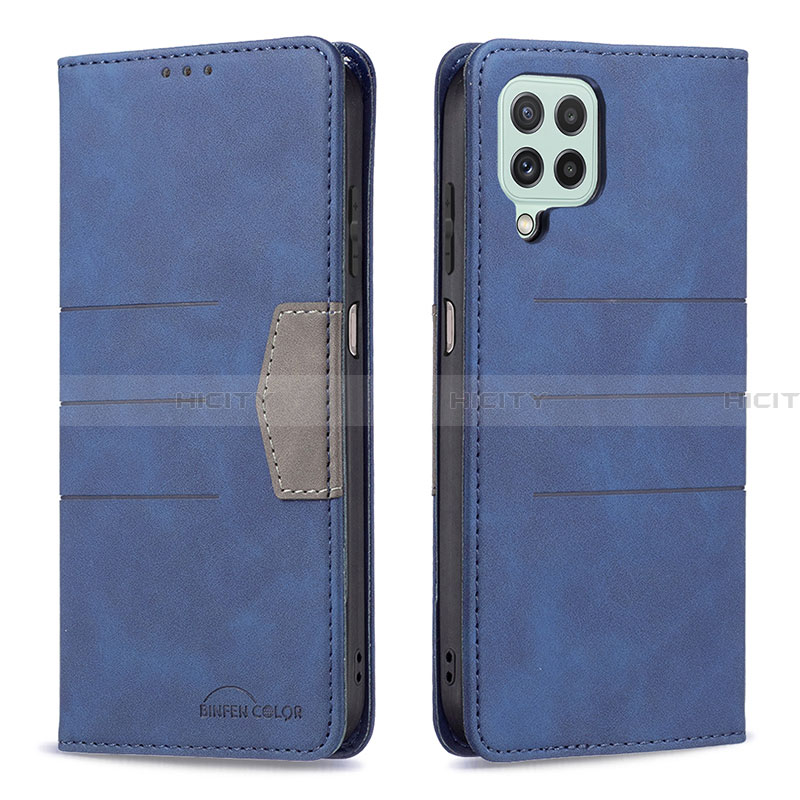 Custodia Portafoglio In Pelle Cover con Supporto B01F per Samsung Galaxy A22 4G Blu