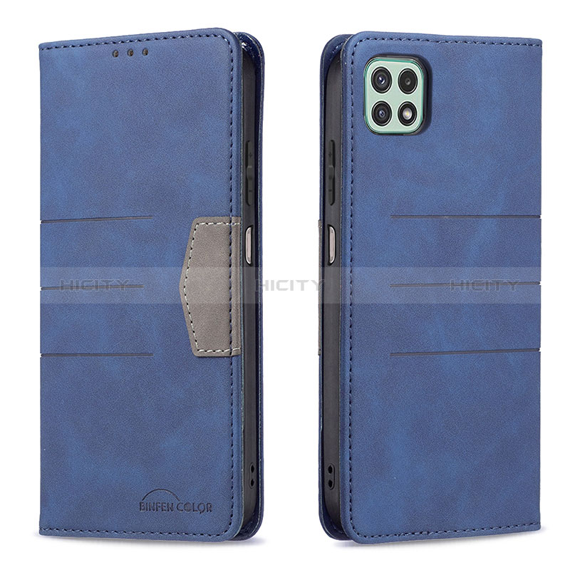 Custodia Portafoglio In Pelle Cover con Supporto B01F per Samsung Galaxy A22s 5G Blu