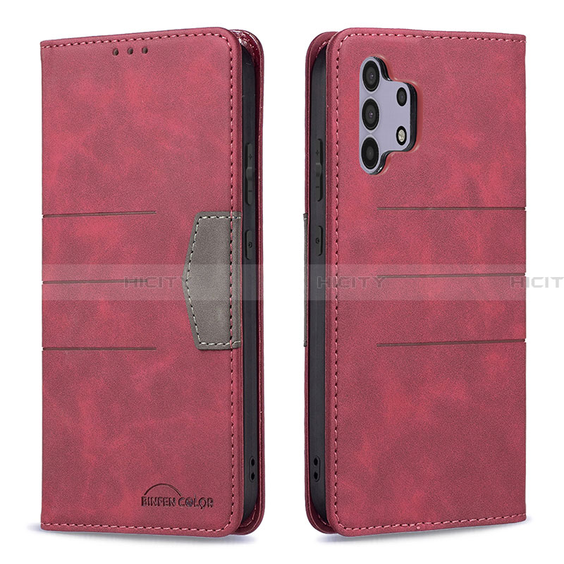 Custodia Portafoglio In Pelle Cover con Supporto B01F per Samsung Galaxy A32 4G Rosso