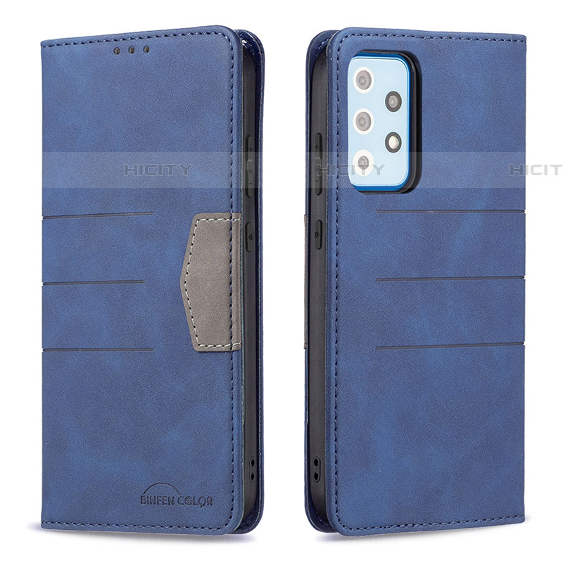 Custodia Portafoglio In Pelle Cover con Supporto B01F per Samsung Galaxy A52 4G Blu