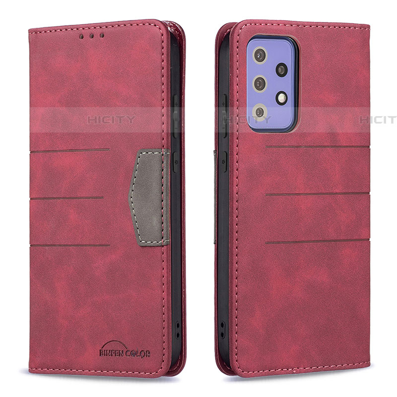 Custodia Portafoglio In Pelle Cover con Supporto B01F per Samsung Galaxy A72 4G Rosso