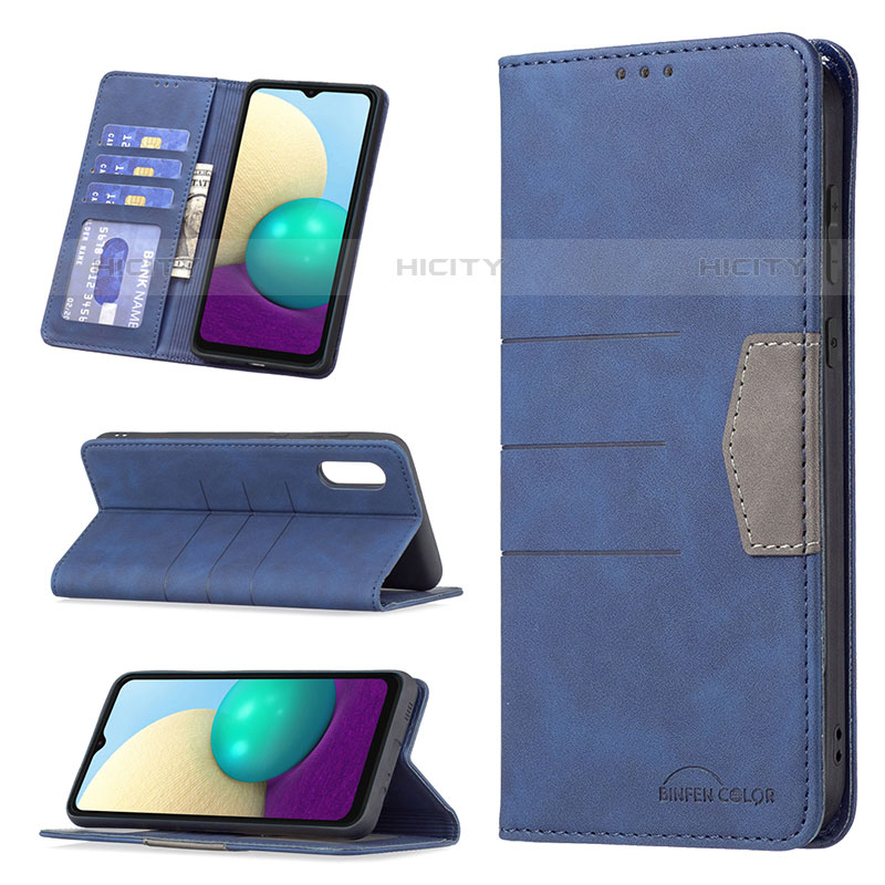 Custodia Portafoglio In Pelle Cover con Supporto B01F per Samsung Galaxy M02