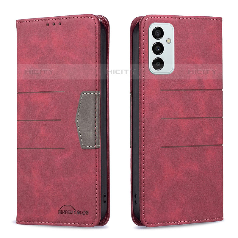 Custodia Portafoglio In Pelle Cover con Supporto B01F per Samsung Galaxy M23 5G Rosso