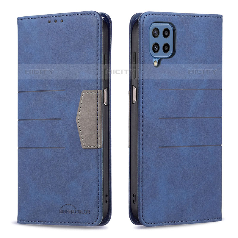 Custodia Portafoglio In Pelle Cover con Supporto B01F per Samsung Galaxy M32 4G Blu