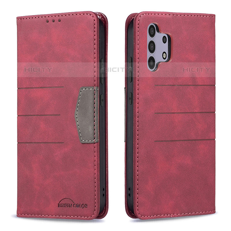 Custodia Portafoglio In Pelle Cover con Supporto B01F per Samsung Galaxy M32 5G Rosso