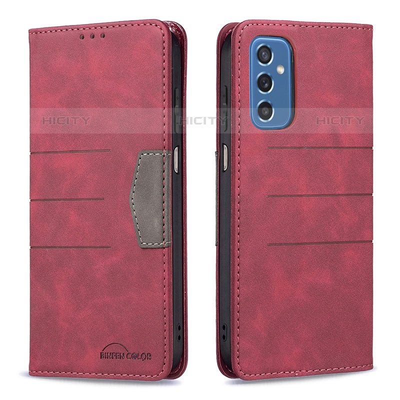 Custodia Portafoglio In Pelle Cover con Supporto B01F per Samsung Galaxy M52 5G Rosso