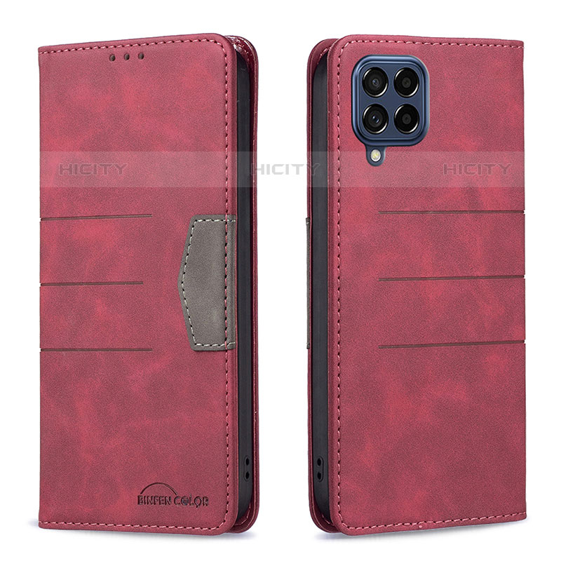 Custodia Portafoglio In Pelle Cover con Supporto B01F per Samsung Galaxy M53 5G Rosso