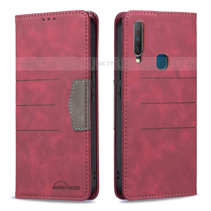 Custodia Portafoglio In Pelle Cover con Supporto B01F per Vivo Y11 Rosso