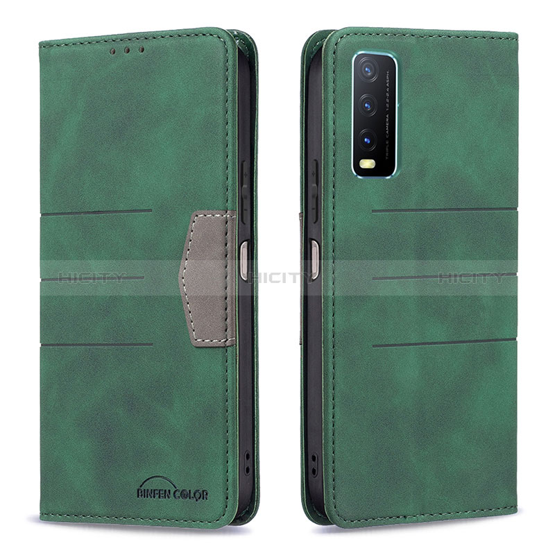 Custodia Portafoglio In Pelle Cover con Supporto B01F per Vivo Y12s Verde