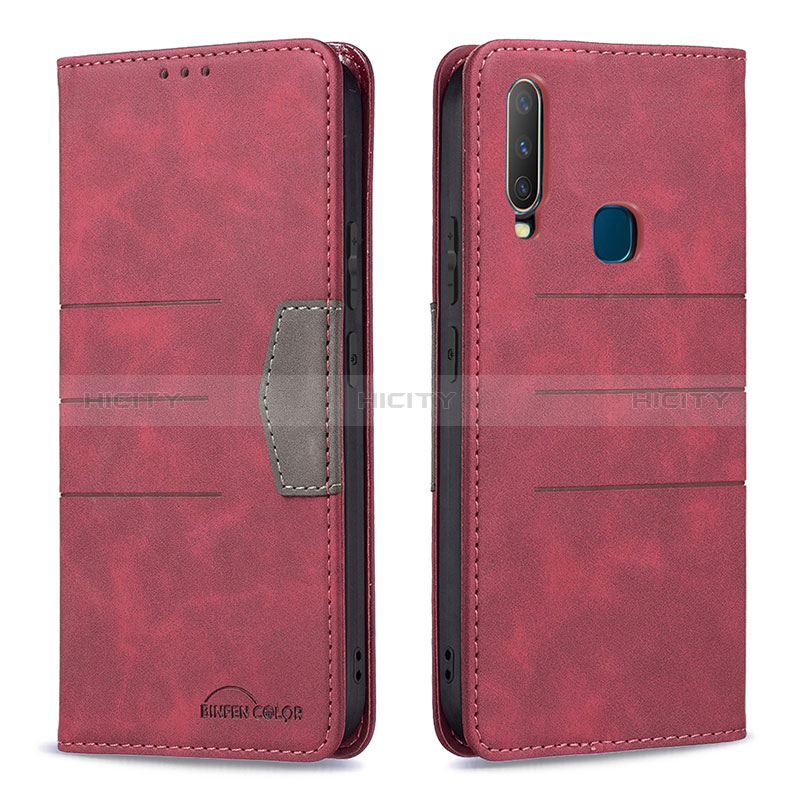 Custodia Portafoglio In Pelle Cover con Supporto B01F per Vivo Y3s Rosso