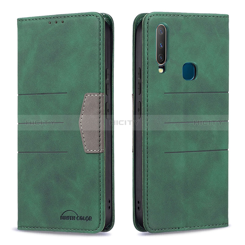 Custodia Portafoglio In Pelle Cover con Supporto B01F per Vivo Y3s Verde