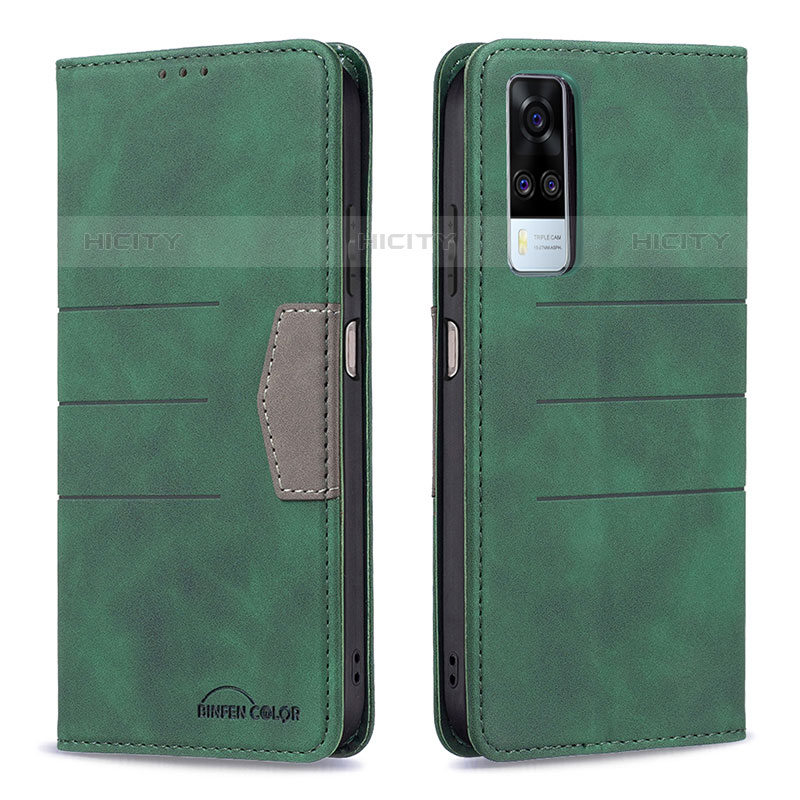 Custodia Portafoglio In Pelle Cover con Supporto B01F per Vivo Y51A Verde