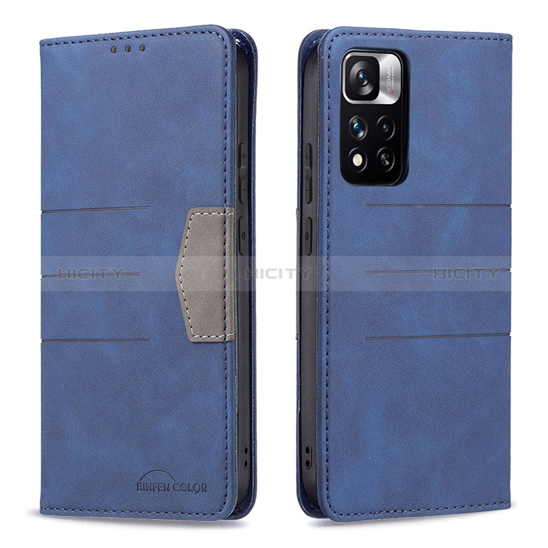 Custodia Portafoglio In Pelle Cover con Supporto B01F per Xiaomi Mi 11i 5G (2022) Blu