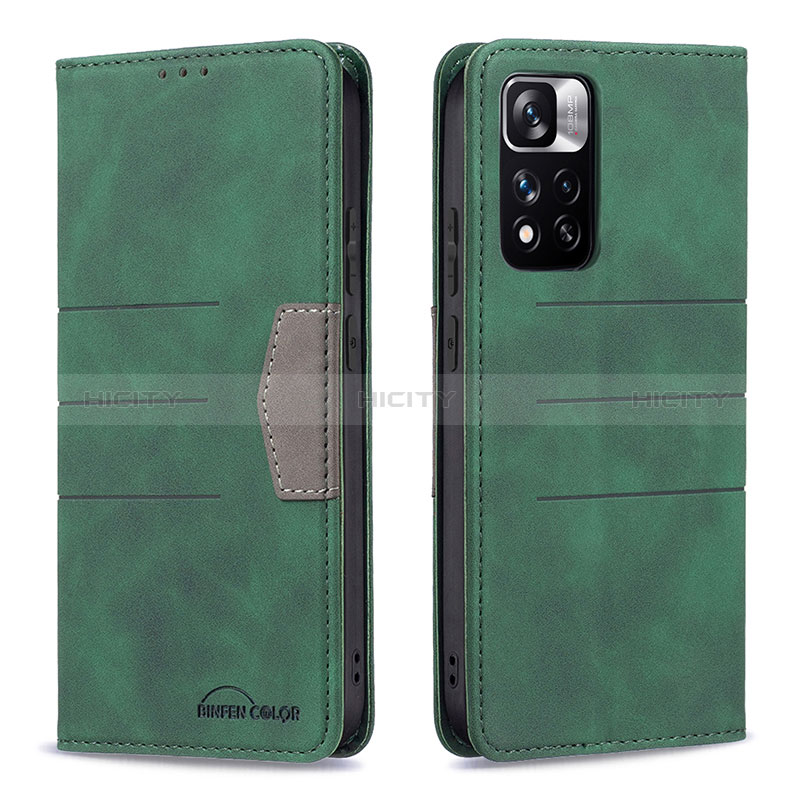 Custodia Portafoglio In Pelle Cover con Supporto B01F per Xiaomi Mi 11i 5G (2022) Verde