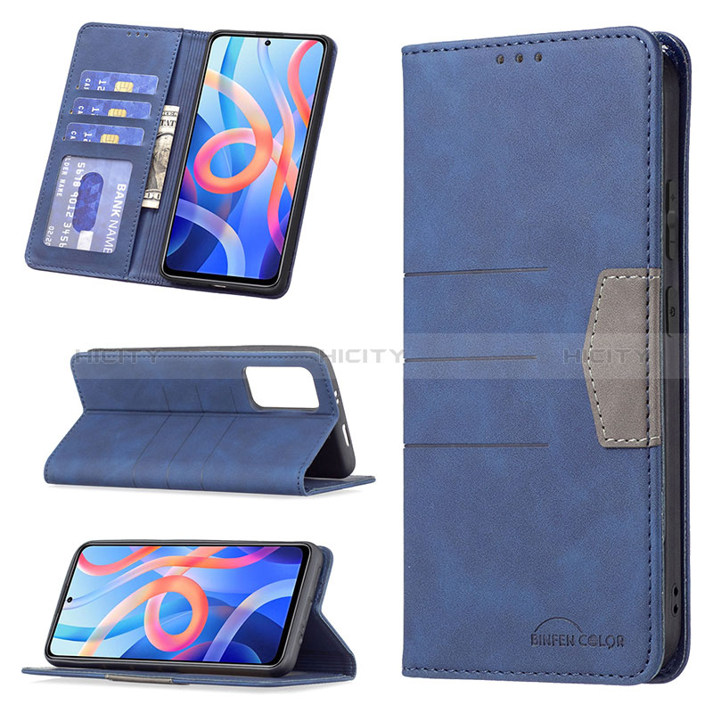 Custodia Portafoglio In Pelle Cover con Supporto B01F per Xiaomi Poco M4 Pro 5G