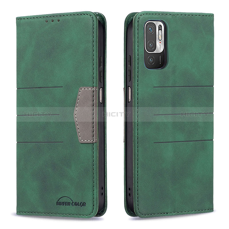 Custodia Portafoglio In Pelle Cover con Supporto B01F per Xiaomi Redmi Note 10 5G Verde