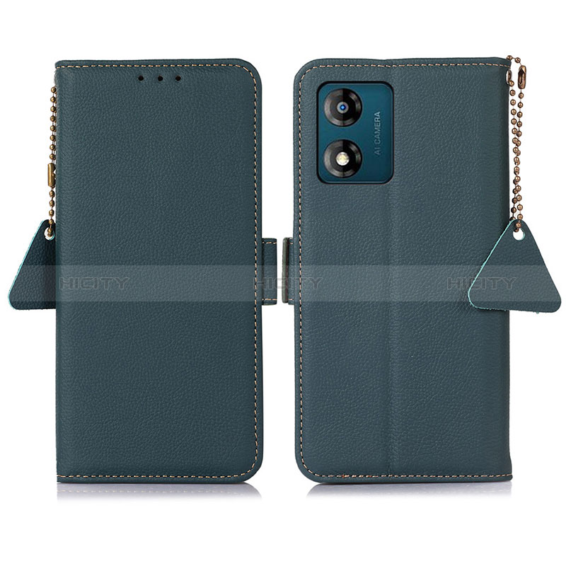 Custodia Portafoglio In Pelle Cover con Supporto B01H per Motorola Moto E13 Verde