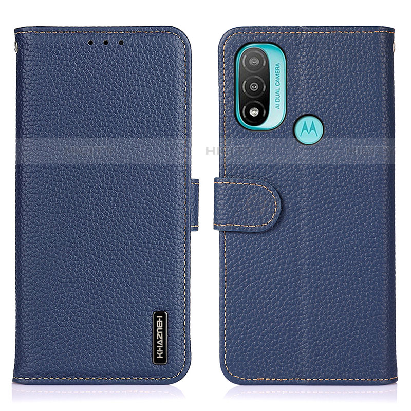 Custodia Portafoglio In Pelle Cover con Supporto B01H per Motorola Moto E30 Blu