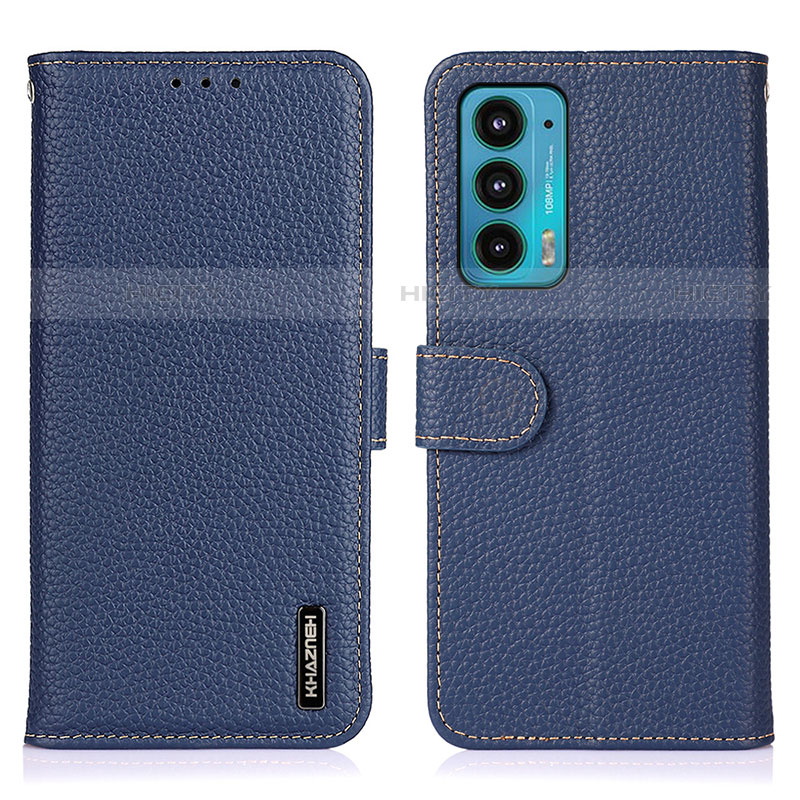 Custodia Portafoglio In Pelle Cover con Supporto B01H per Motorola Moto Edge 20 5G Blu