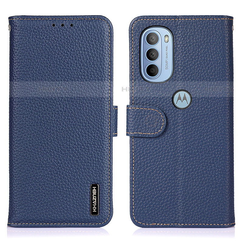 Custodia Portafoglio In Pelle Cover con Supporto B01H per Motorola Moto G31 Blu