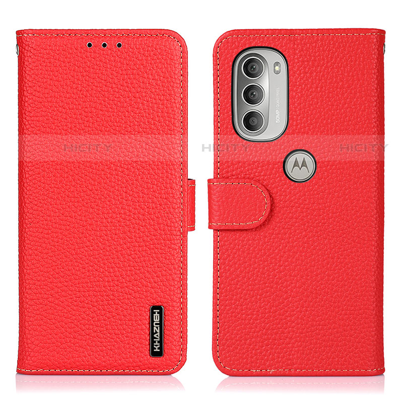 Custodia Portafoglio In Pelle Cover con Supporto B01H per Motorola Moto G51 5G Rosso