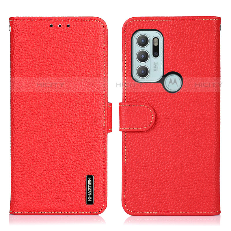 Custodia Portafoglio In Pelle Cover con Supporto B01H per Motorola Moto G60s Rosso