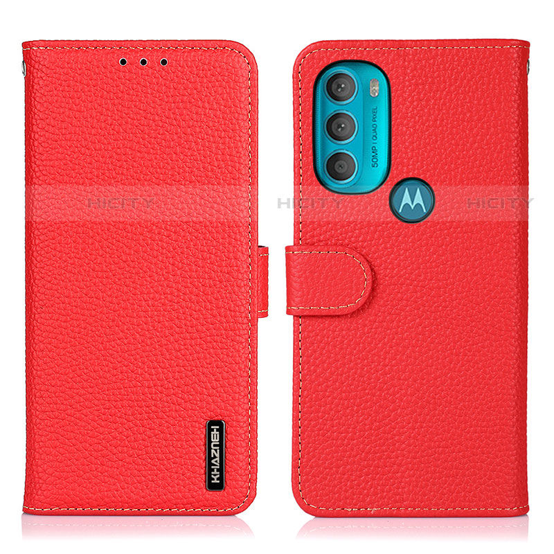 Custodia Portafoglio In Pelle Cover con Supporto B01H per Motorola Moto G71 5G Rosso