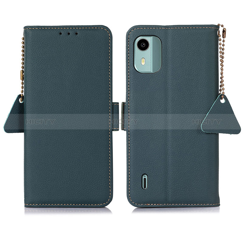 Custodia Portafoglio In Pelle Cover con Supporto B01H per Nokia C12 Verde