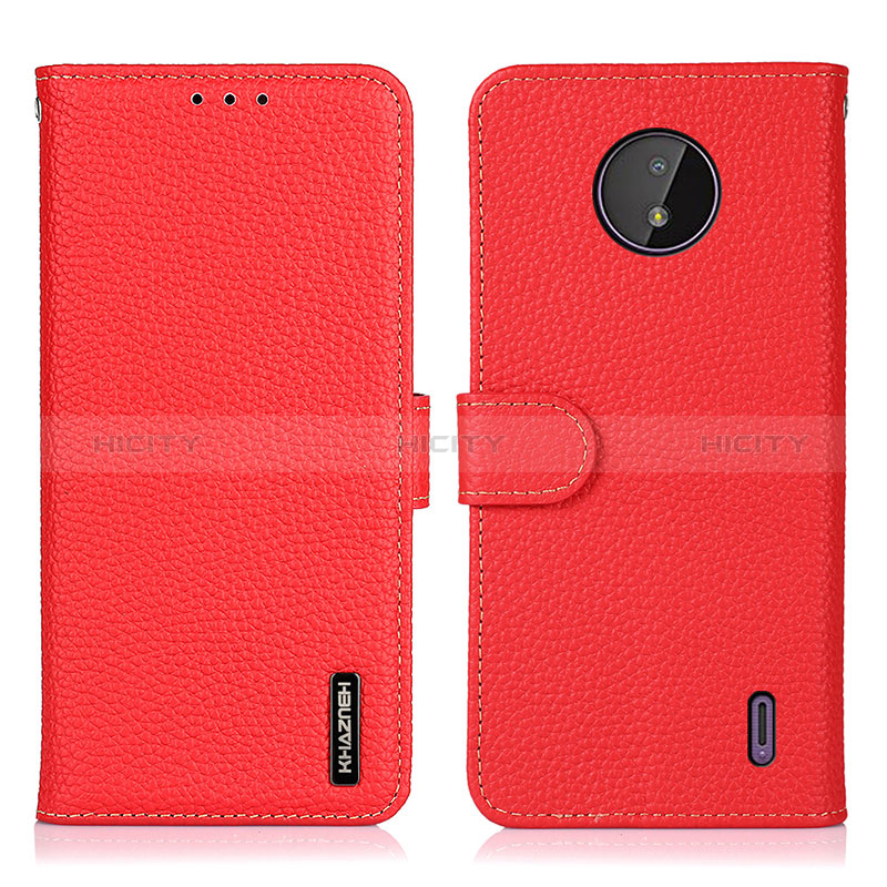 Custodia Portafoglio In Pelle Cover con Supporto B01H per Nokia C20 Rosso