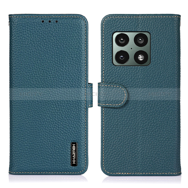 Custodia Portafoglio In Pelle Cover con Supporto B01H per OnePlus 10 Pro 5G Verde