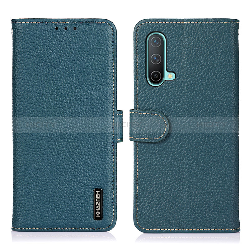 Custodia Portafoglio In Pelle Cover con Supporto B01H per OnePlus Nord CE 5G Verde