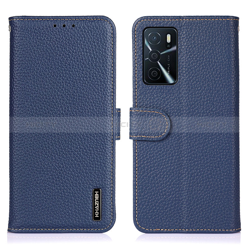 Custodia Portafoglio In Pelle Cover con Supporto B01H per Oppo A16 Blu