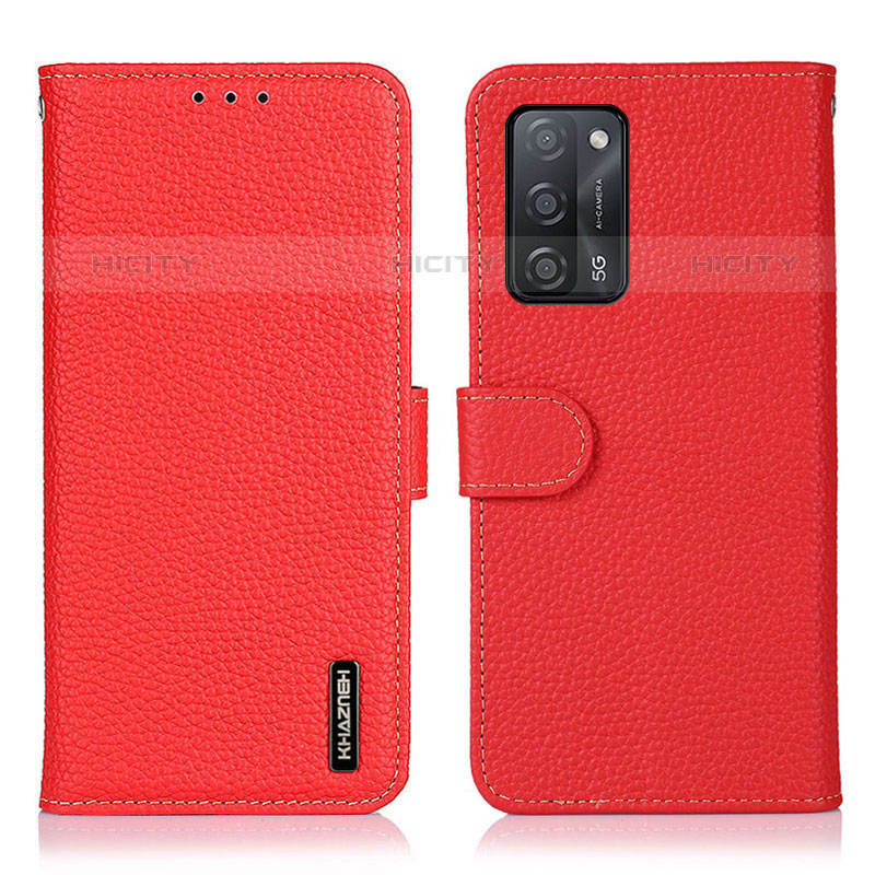 Custodia Portafoglio In Pelle Cover con Supporto B01H per Oppo A55 5G Rosso