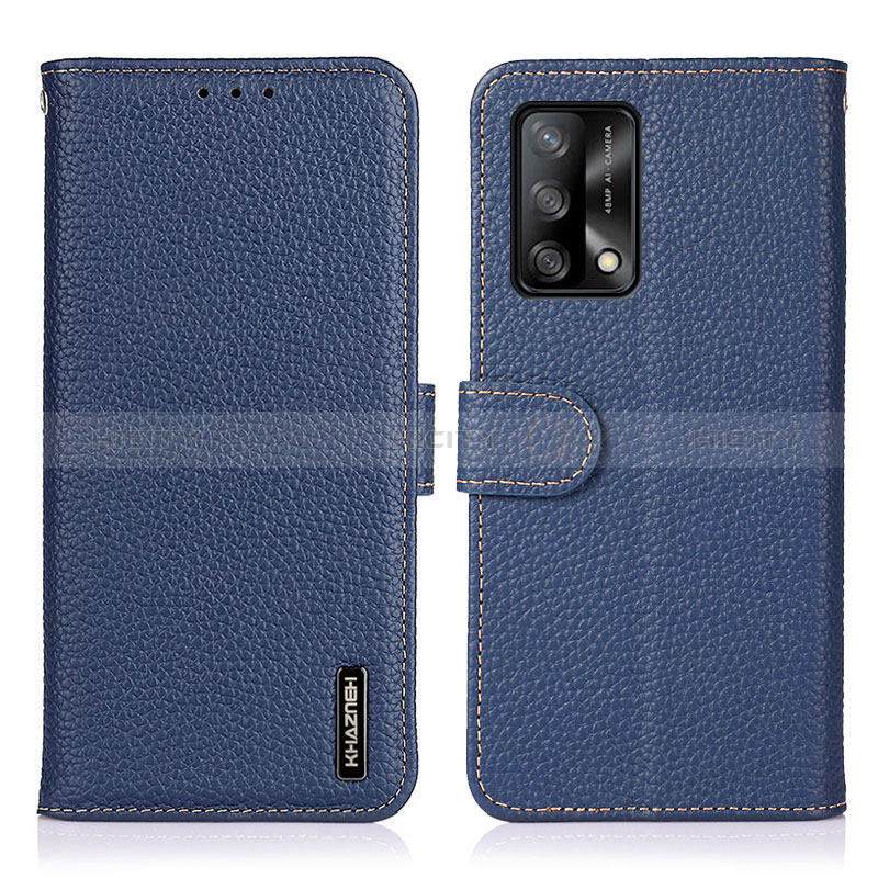 Custodia Portafoglio In Pelle Cover con Supporto B01H per Oppo F19 Blu