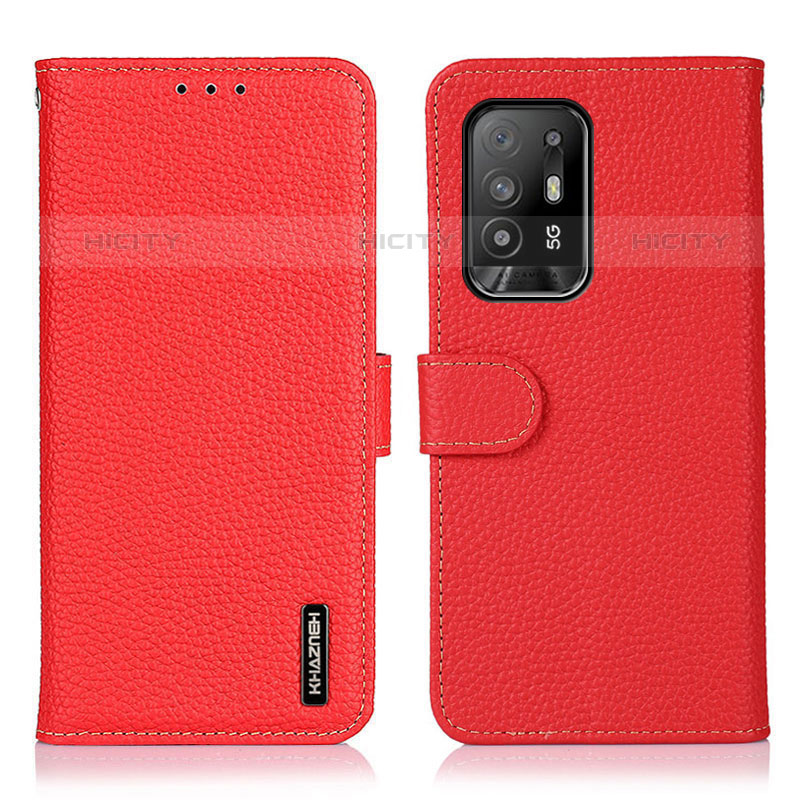 Custodia Portafoglio In Pelle Cover con Supporto B01H per Oppo F19 Pro+ Plus 5G Rosso