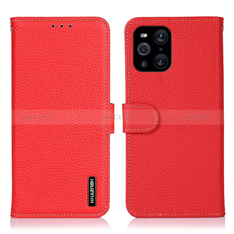 Custodia Portafoglio In Pelle Cover con Supporto B01H per Oppo Find X3 5G Rosso