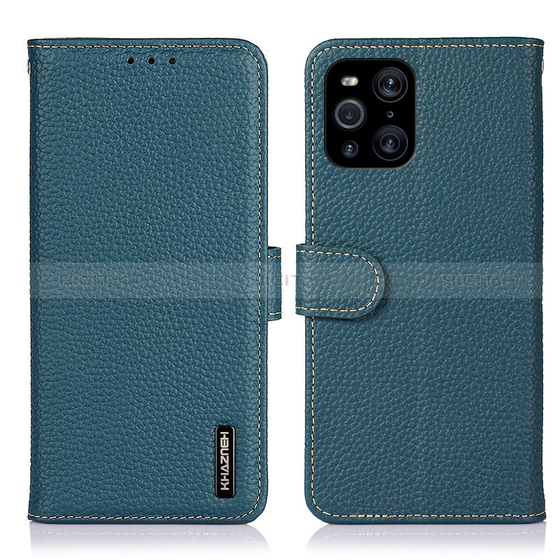 Custodia Portafoglio In Pelle Cover con Supporto B01H per Oppo Find X3 5G Verde