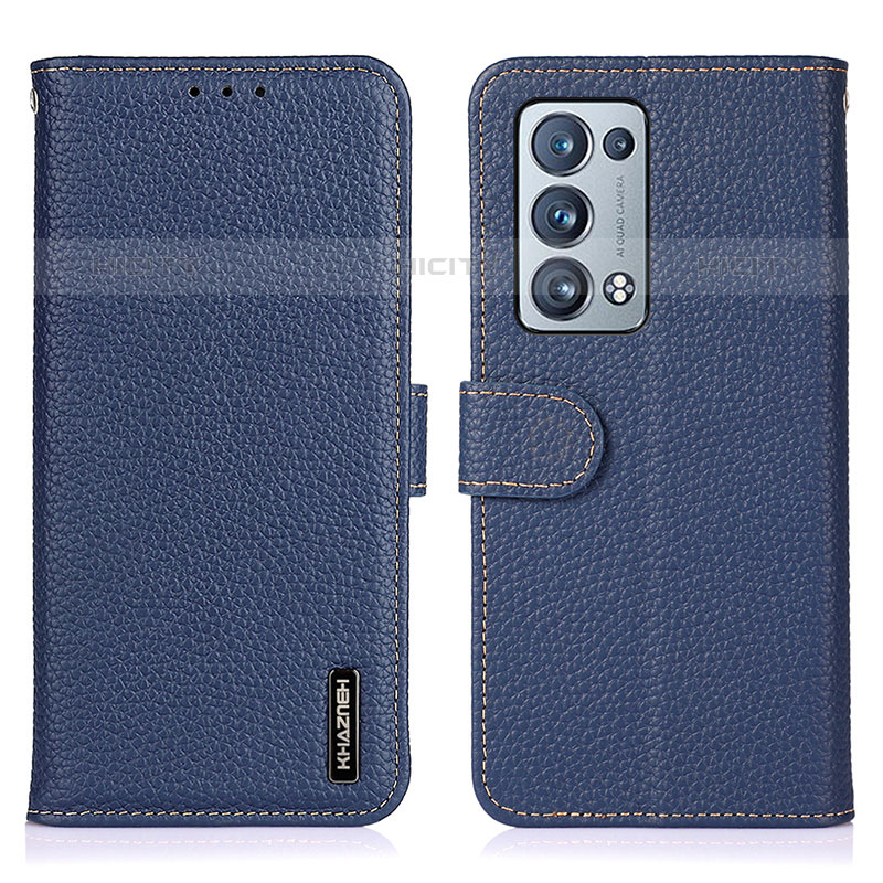 Custodia Portafoglio In Pelle Cover con Supporto B01H per Oppo Reno6 Pro+ Plus 5G Blu