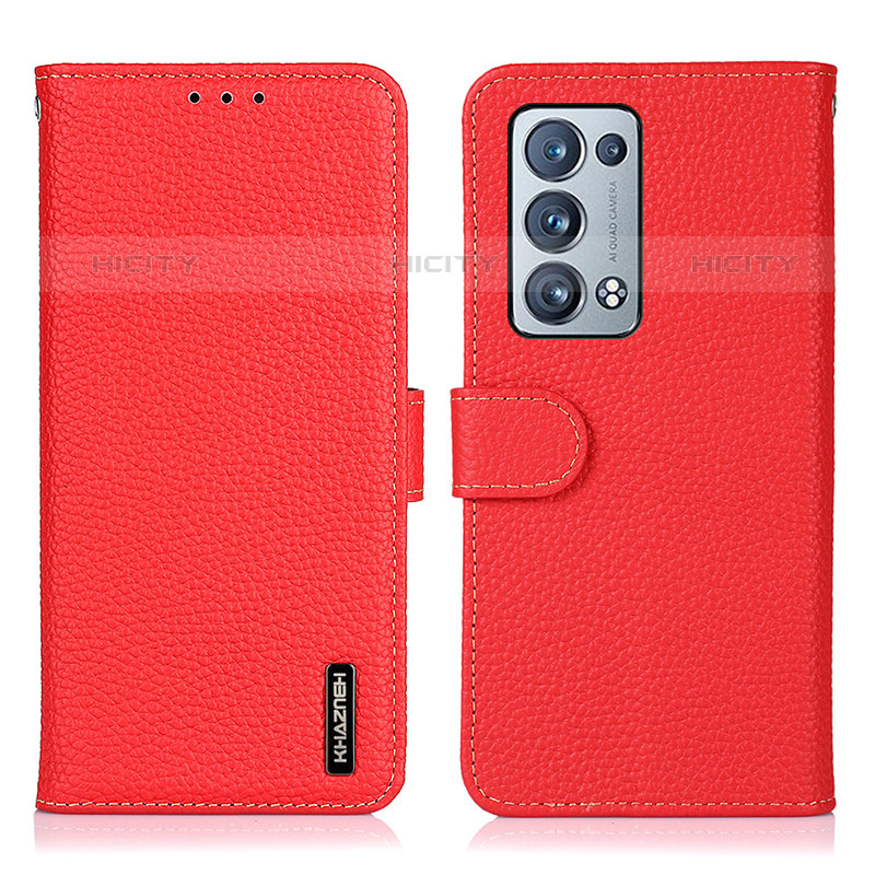 Custodia Portafoglio In Pelle Cover con Supporto B01H per Oppo Reno6 Pro+ Plus 5G Rosso