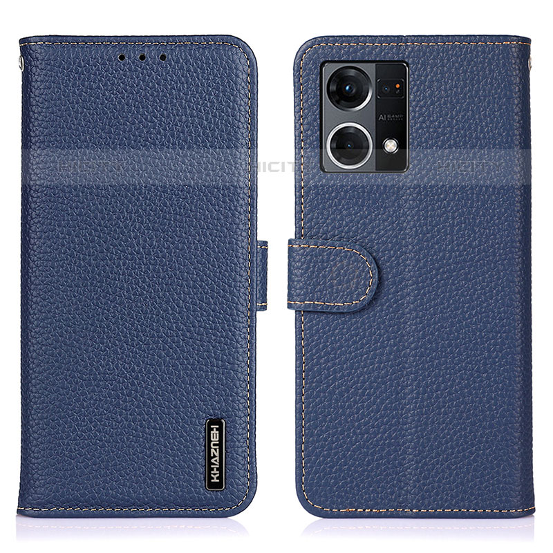 Custodia Portafoglio In Pelle Cover con Supporto B01H per Oppo Reno7 4G Blu