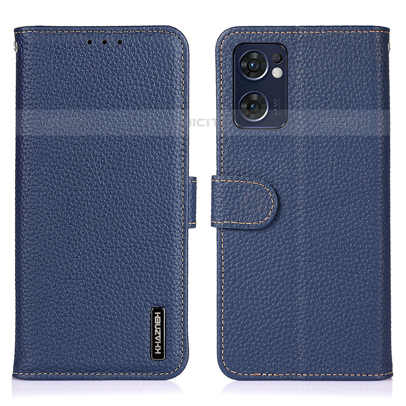 Custodia Portafoglio In Pelle Cover con Supporto B01H per Oppo Reno7 5G Blu