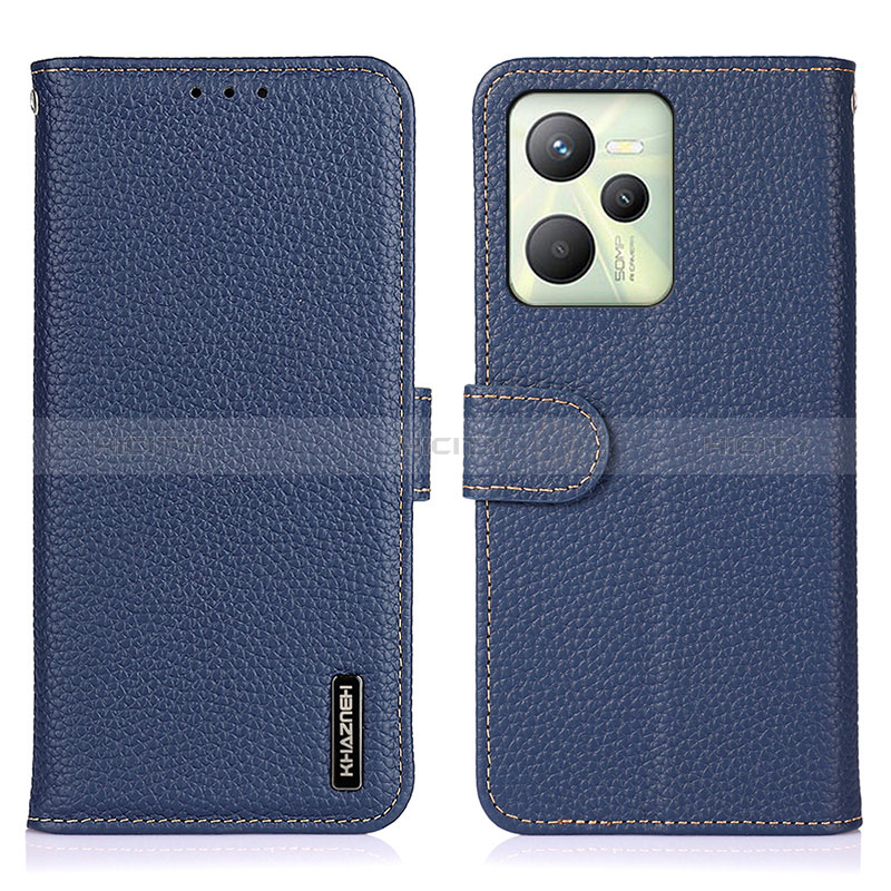 Custodia Portafoglio In Pelle Cover con Supporto B01H per Realme C35 Blu