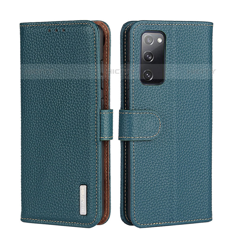 Custodia Portafoglio In Pelle Cover con Supporto B01H per Samsung Galaxy M02s Verde