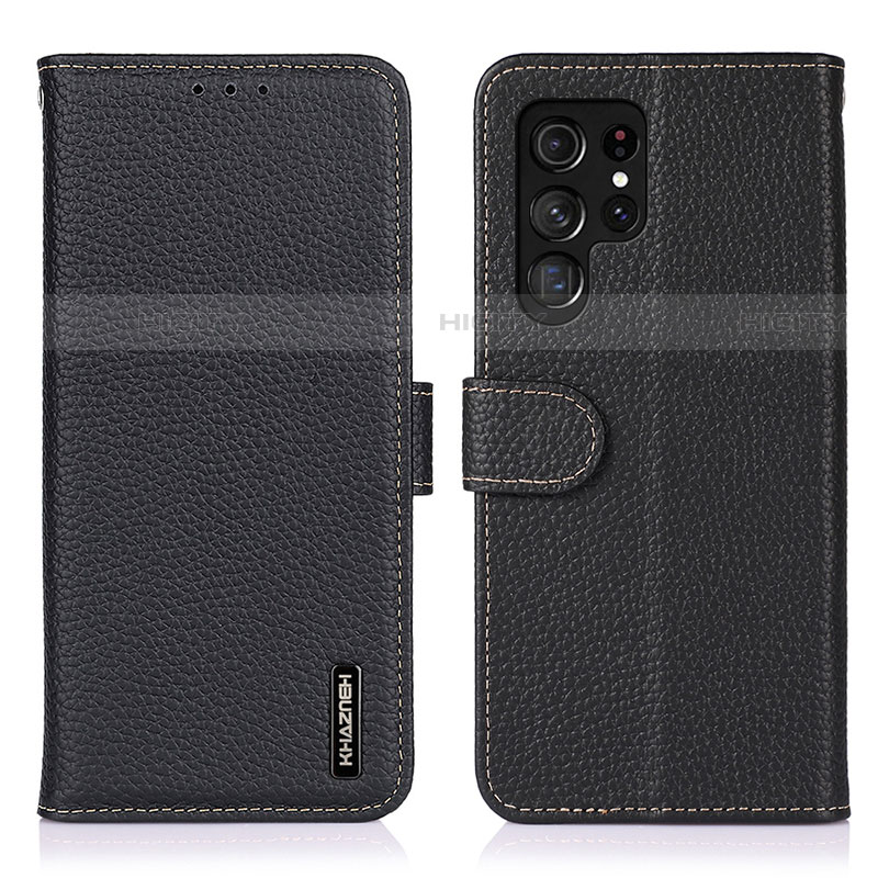 Custodia Portafoglio In Pelle Cover con Supporto B01H per Samsung Galaxy S22 Ultra 5G Nero