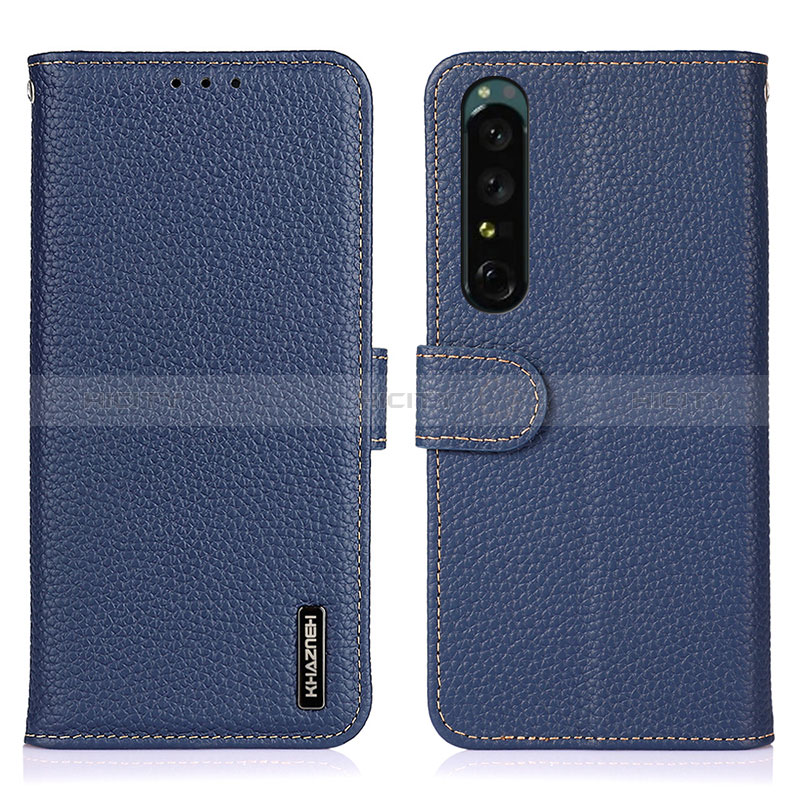 Custodia Portafoglio In Pelle Cover con Supporto B01H per Sony Xperia 1 IV Blu