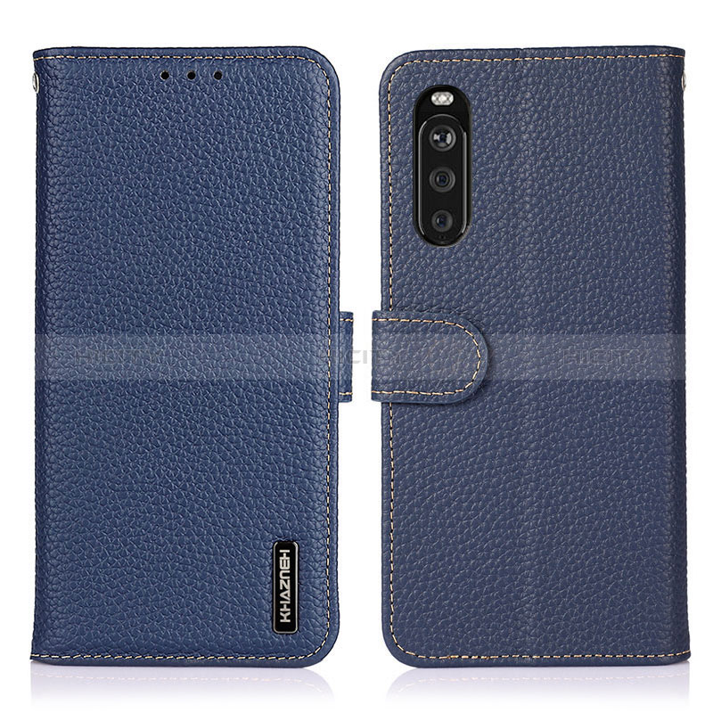 Custodia Portafoglio In Pelle Cover con Supporto B01H per Sony Xperia 10 III SO-52B Blu