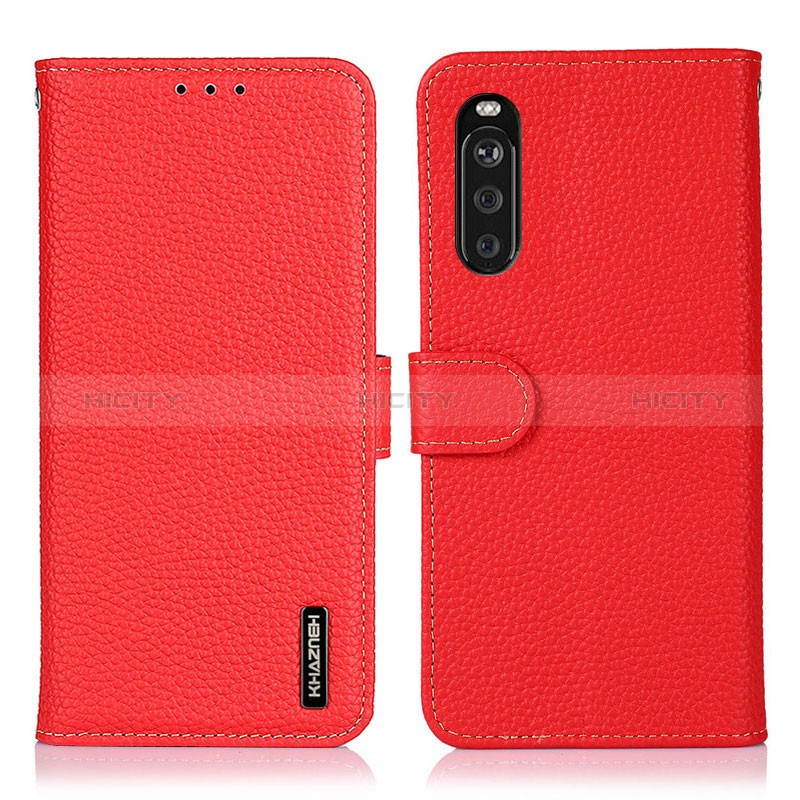 Custodia Portafoglio In Pelle Cover con Supporto B01H per Sony Xperia 10 III SOG04 Rosso