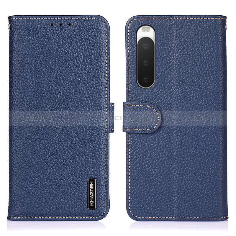 Custodia Portafoglio In Pelle Cover con Supporto B01H per Sony Xperia 10 IV Blu